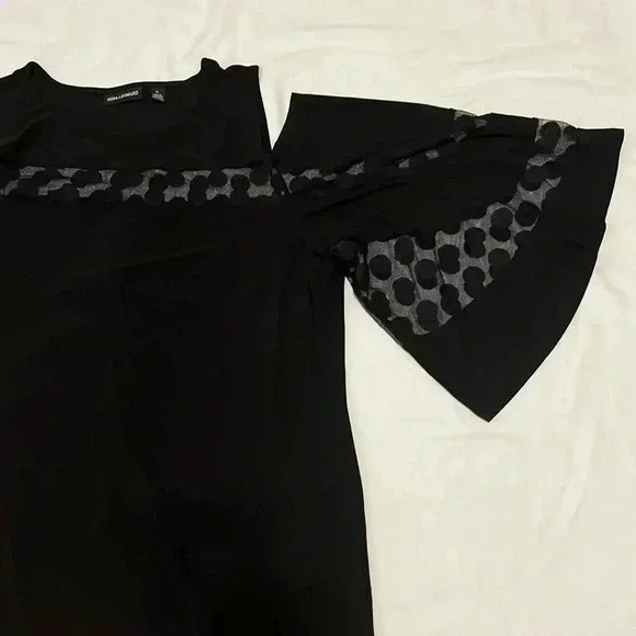 NINA LEONARD Black Blouse tunic wide sleeves cold shoulders size XL - Picture 4 of 8